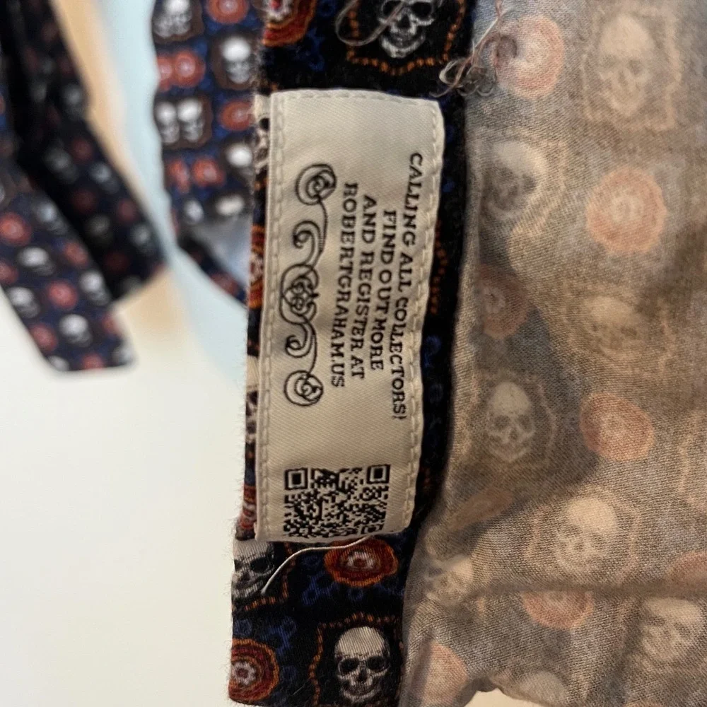 Robert Graham MenXL Macbeth Skull British Flip Cuff Shirt Long Sleeve Embroidery